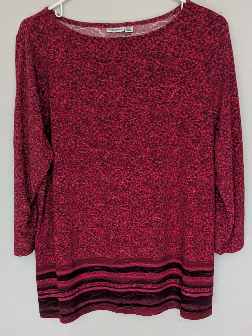 croft & barrow Burgundy Patterned Long Sleeve Tunic